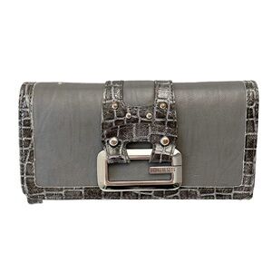 Guess Wallet & Cheque Book Holder Grey Faux Leather Vegan Croc Embossed